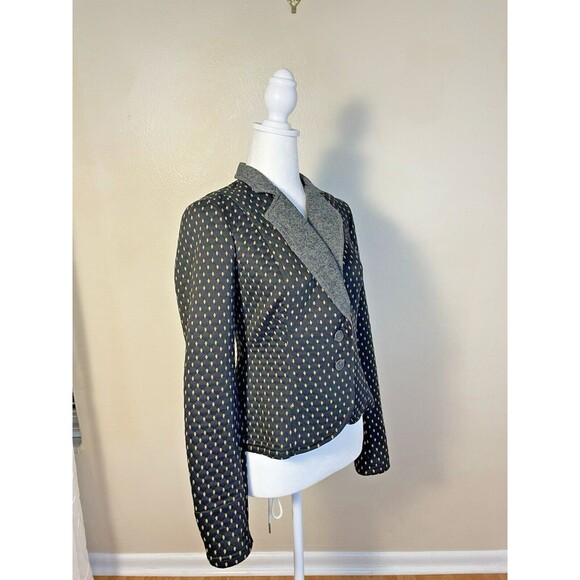 Free People Preppy Diamond Quilted Knit Tweed Polka Dots Blazer Black Jacket  SP - Picture 7 of 14